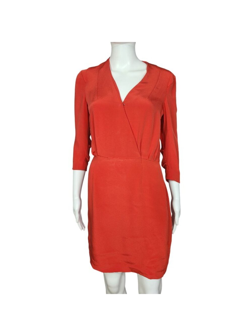Rebecca Minkoff Red Silk Wrap-Style Dress With 3/4 Sleeves Size 6